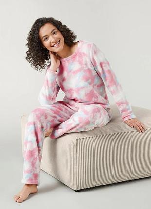 Жіноча зимова плюшева піжама костюм для дому та сну esmara m (46-48) рожевий