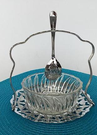 Емкость ваза сахарница на подставке с ложкой! англичанина!