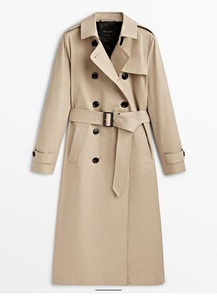 Базовий довгий тренч з поясом massimo dutti