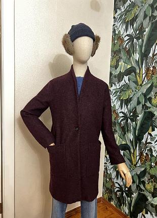 Бургунди темно - вишневе пряме вовняне пальто more & more