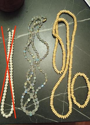 Намисто,чеське скло,гранат,кольє,дерево,дерев'яні