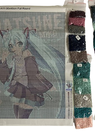 Алмазна мозаїка міку хацуне вокалоїд cv01 (hatsune miku) 30х40 см
