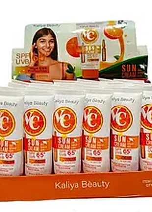 Сонцезахисний крем для обличчя з вітаміном с з spf 65 kaliya beauty 50 мл