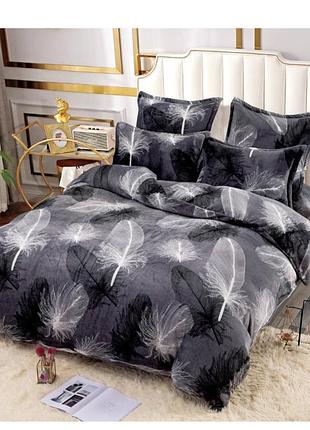 Плюшевое велюровое постельное белье евро