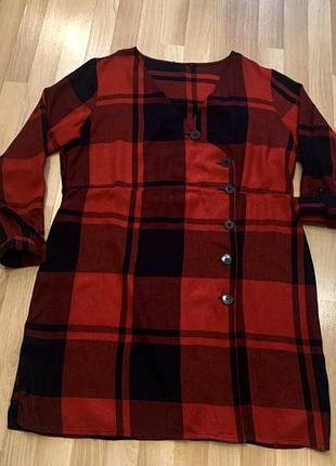 Платье туника рубашка в клетку 16-18