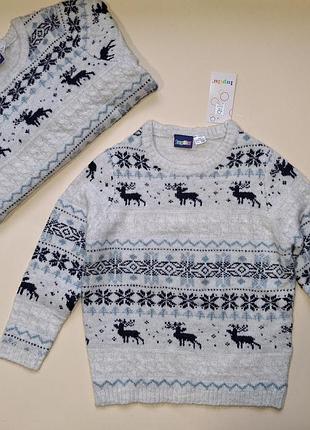 Рождественский новогодний свитерик с жаккардовым рисунком lupilu