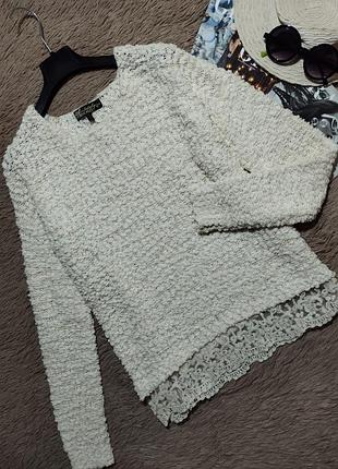 Красивый плюшевый свитер с кружевом/кофта/джемпер