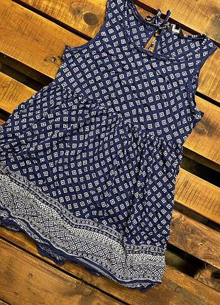 Жіноче коротке плаття з принтом new look (ню цибулю лр ідеал оригінал синьо-біле)