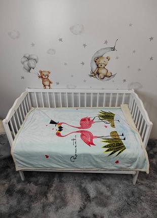 Теплый детский плед на овчине с рисунком 100*140,