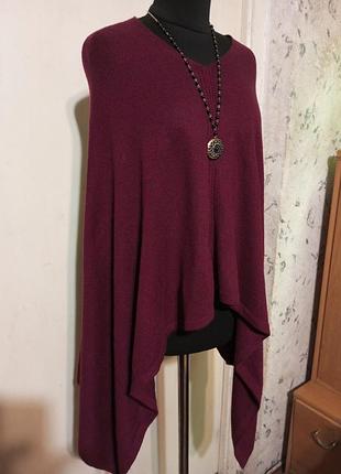 Вовняне-100% асиметричне пончо-накидка бохо оверсайз hand made in nepal