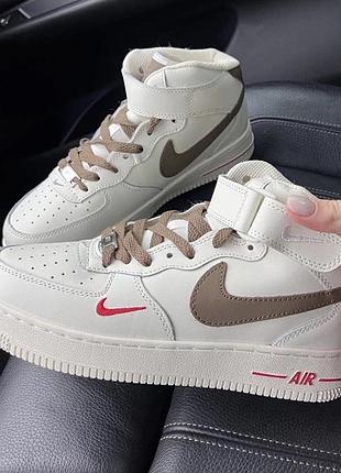 Кросівки air force high beige brown fur sale!!!