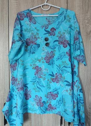 100% лен лён итальянская льняная туника туника блуза блузка размер 54-56