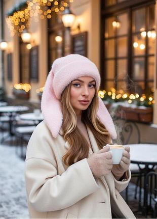 Тепла шапка з вушками