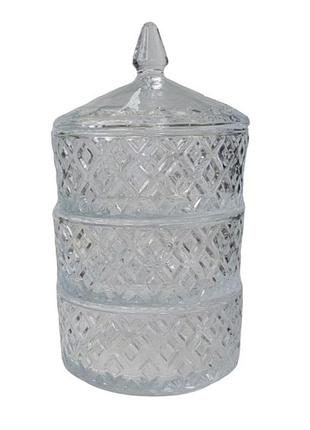 Цукерниця з кришкою скляна 13х23 см olens o102-287