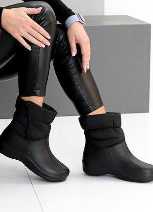 Практичные женские черные сапоги зимние сапоги теплые на меху зима