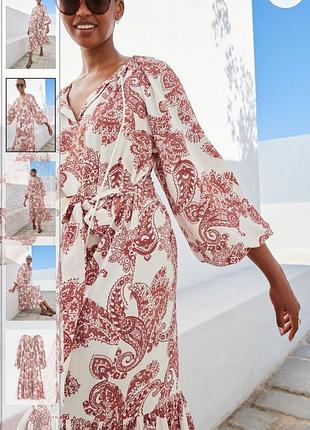 Платье с длинным рукавом и узором пейсли, вискоза