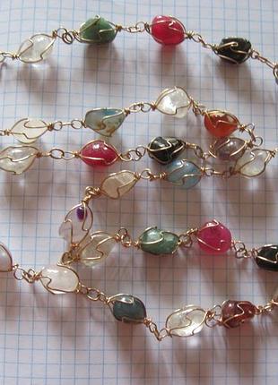 Бусы . ожерелье. натуральные камушки и металл.