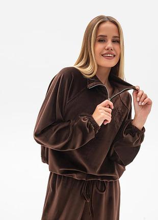 Велюровый спорт костюм худи и брюки бархат