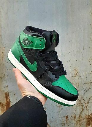 👟 кроссовки nike air jordan 1 high green white black winter fur зима мех / наложка bs👟