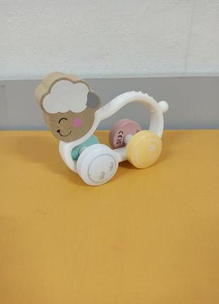 Деревянный прорезыватель для зубов aldi little town, ягненок, дерево + силикон, машинка барашек