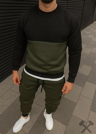 Чоловічий трендовий костюм зима штани зі світшотом