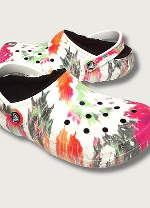 ✨ скидка -20% ✨ crocs classic lined tie dye ✨ утепленные сабо для дома и улицы ✨ оригинал кроксы