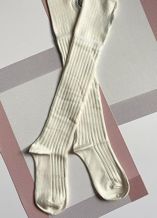 Молочні високі гольфи за коліна з бантиком