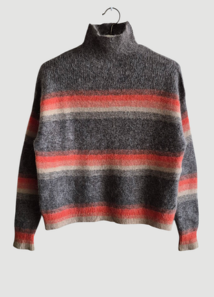 Женский свитер оверсайз в полоску джемпер шерсть мохер fazini норвегия р.xs