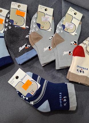 Махровые детские носки для мальчика, антискользящие 6-12 мес фенная