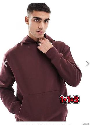 🎁1+1=3 фірмовий теракотовий чоловічий утеплений худі на флісі з капюшоном asos, розмір 50 - 52