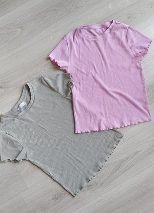 Женские футболки в рубчик розовая хакки defacto m