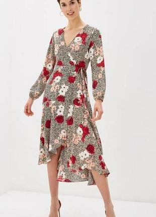 Платье миди на запах с длинным рукавом. wallis