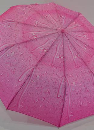 Шикарний парасолька-напівавтомат краплі дощу рожевий
