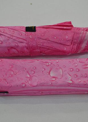 Шикарный зонт-полуавтомат капли дождя розовый2 фото