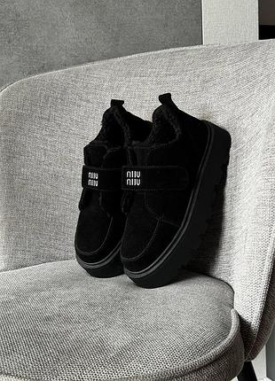 Ботинки женские черные замшевые теплые осенние весенние зимние