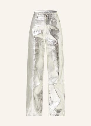 Штани з штучної шкіри срібні neo noir