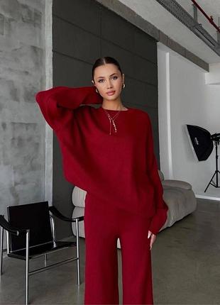 Жіночий повсякденний класичний базовий ангоровий костюм двійка штани брюки та кофта тканина подвійна ангора арктика