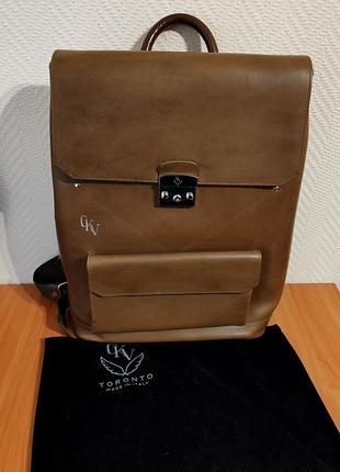 Okv кожаный итальянский рюкзак ручной работы