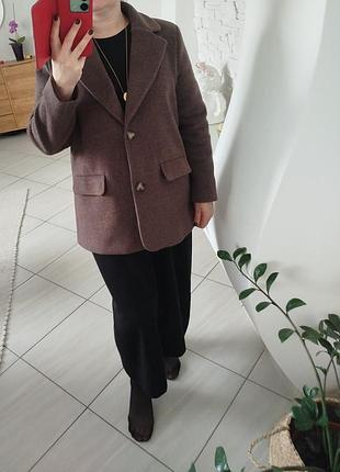 Пальто шерстяное 70 процентов коричневый цвет