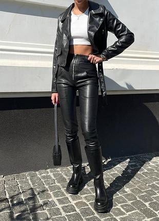 Жіночі теплі брюки еко шкіра на замші