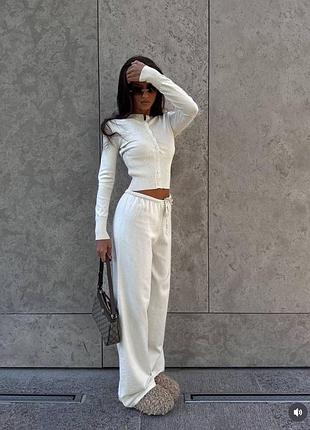 Жіночий повсякденний класичний ангоровий костюм двійка штани та кофта тканина ангора турецька