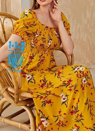 Довга сукня резинка в квітковий принт shein m