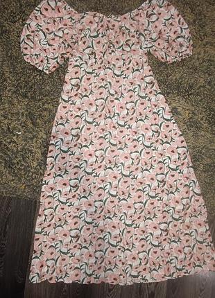 Супер красива сукня плаття сарафан міді в квіти принт віскоза розмір л з відкритою спиною ззаду змійка бант