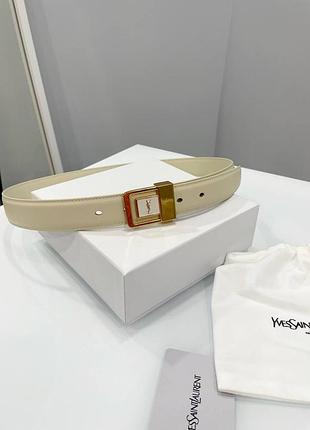 Крутий білий шкіряний ремінь ремінець ремень белый кожаный люкс ив мен лоран