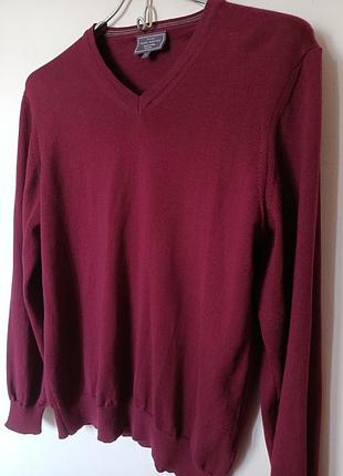 Вовняний пуловер в кольорі бордо