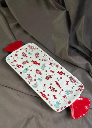 Блюдо для десертов новогоднее yiwu merry christmas фарфоровое 35х12.5 см cr-1-29