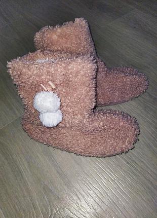 Теплые высокие комнатные тапочки