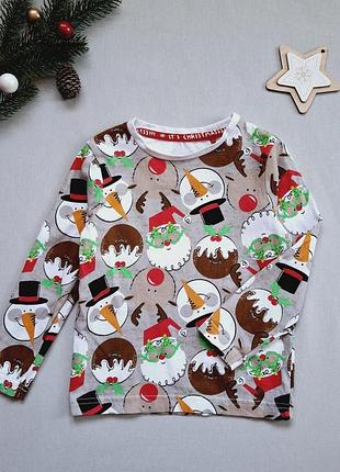 Детский новогодний реглан лонгслив 2-3 года tu футболка с длинным рукавом для мальчика рождественский регланчик кофточка