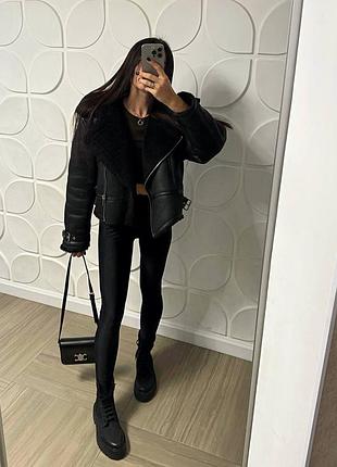 Дублянка з еко шкіри і хутра