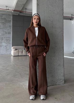 Теплий костюм на флісі зі штанами палаццо